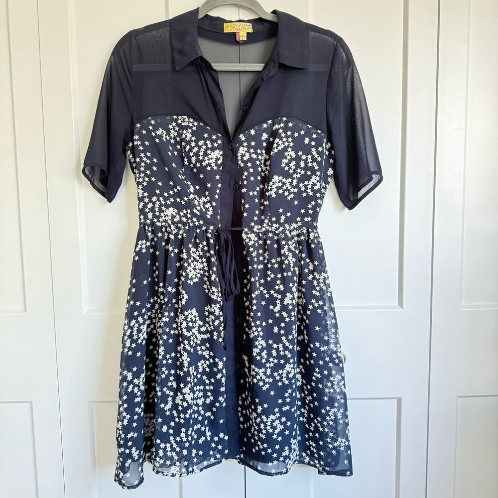 Princess Vera Wang Blue and Gray Star Collared Dress - Picture 1 of 7